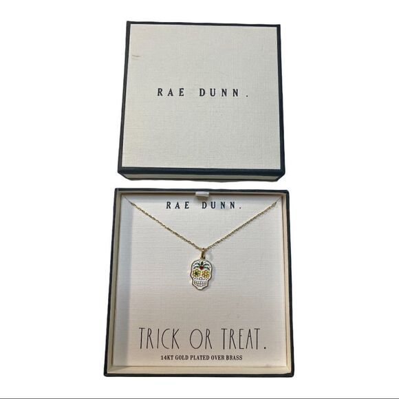Rae Dunn Sugar Skull Necklace on delicate gold toned chain. - Picture 2 of 5